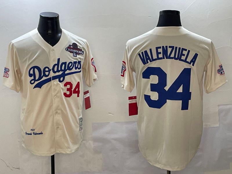 Men Los Angeles Dodgers #34 Valenzuela Cream Throwback Game 2025 Nike MLB Jersey style 3131